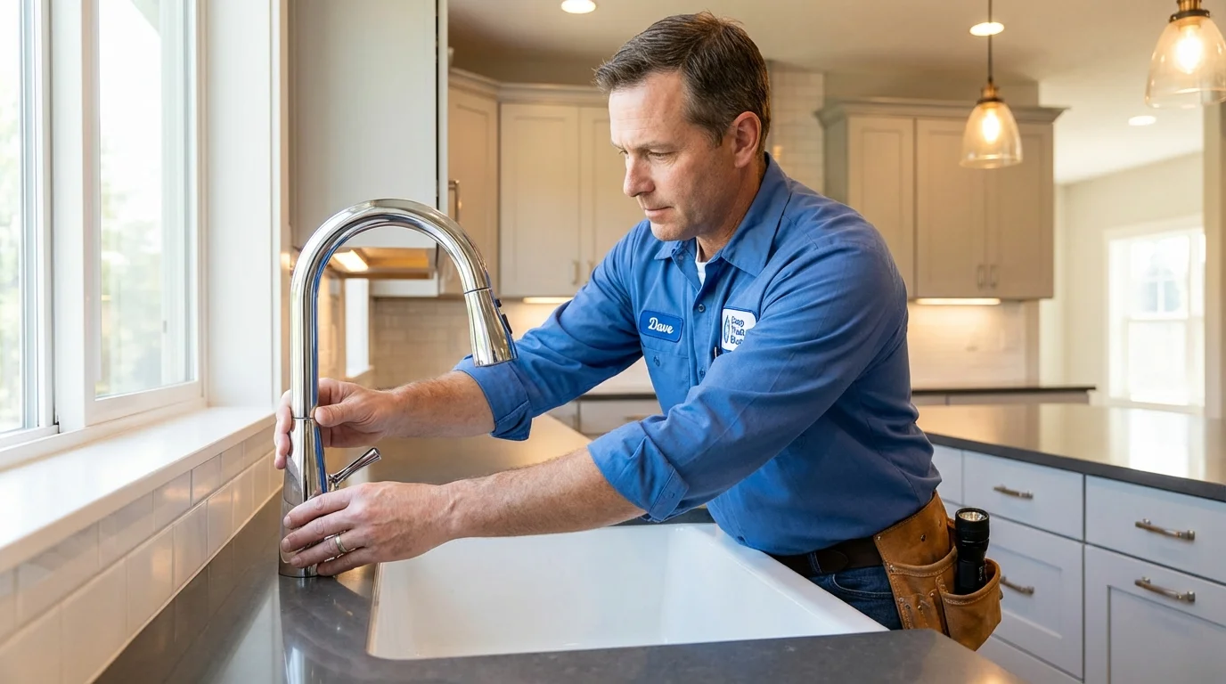 Kitchen faucet installation by Johns Plumbing LLC in Derby